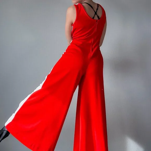 Rare Vintage 70's Bell Bottom Jumpsuit with Halter Style Top - Picture 3 of 8